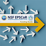 NSF EPSCoR program logo with "funding guide" text overlaid and decorative arrows