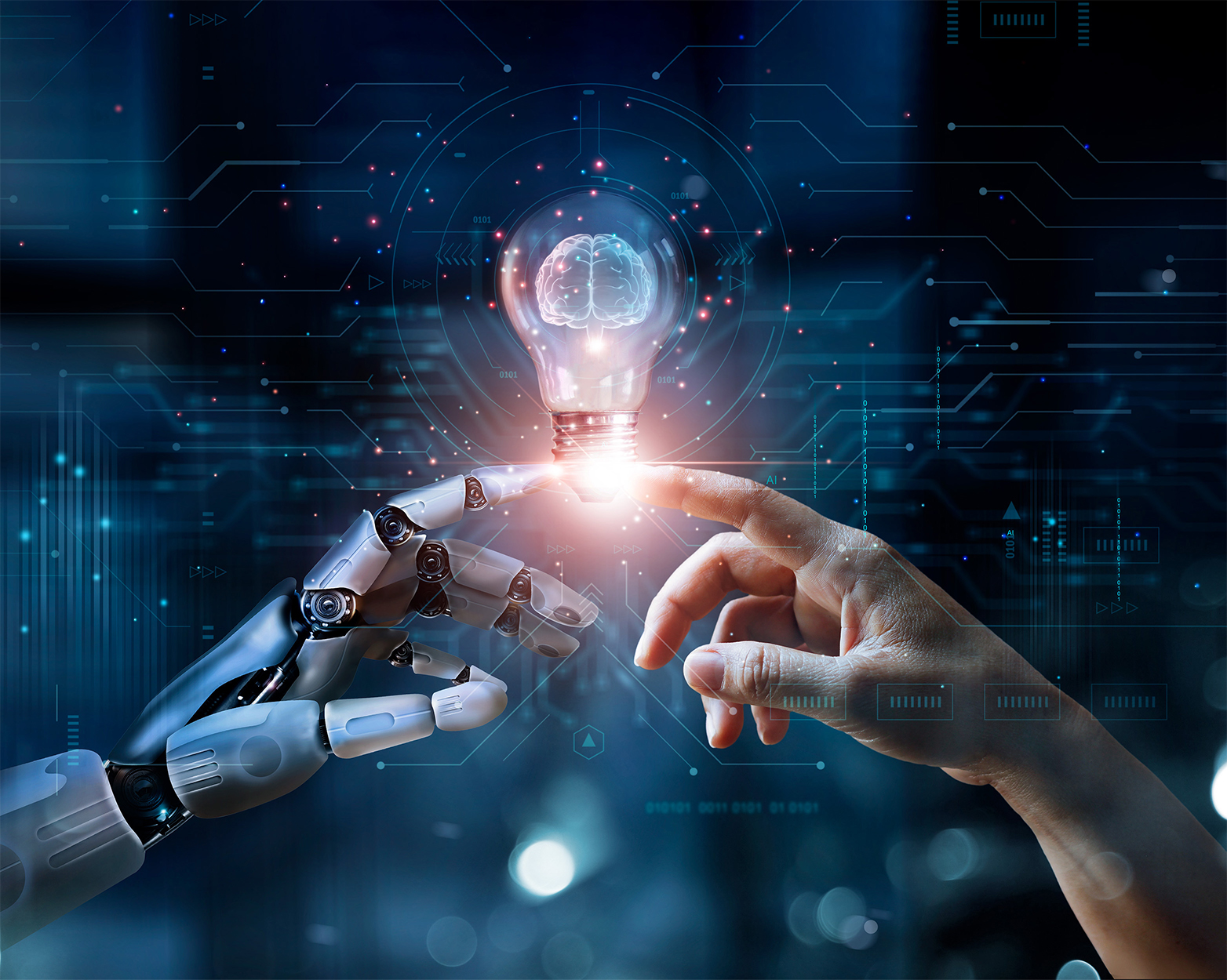 robot and human hand touching