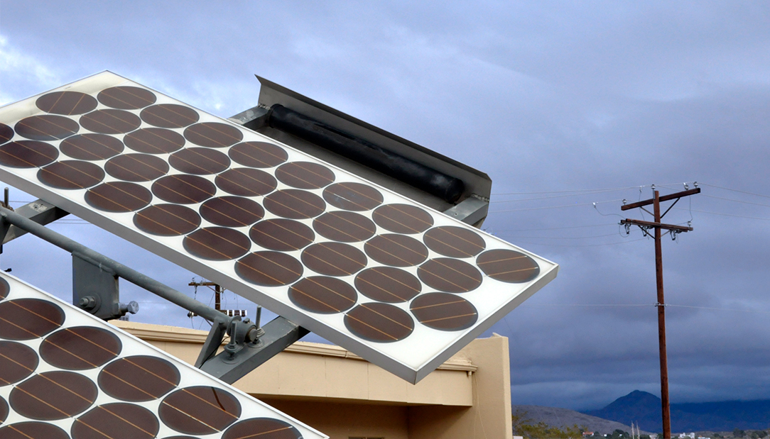 Solar panels and power lines